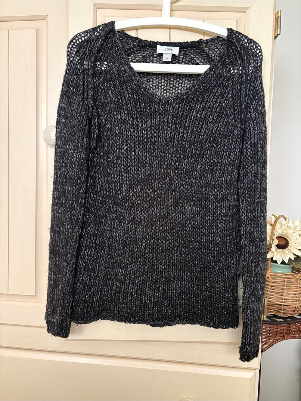 LOFT Black with Metallic Silver Sweater